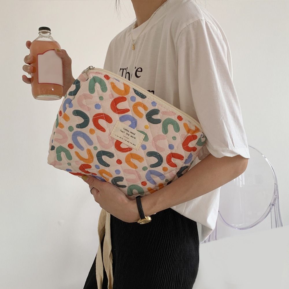 Korean Skincare Routine - Korean Quilted Flower Makeup Bag Women